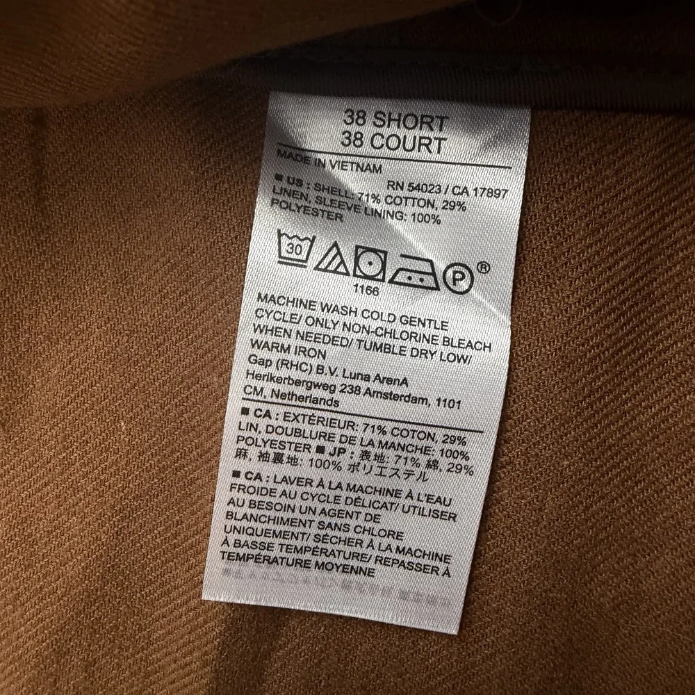 Banana‎ Republic Linen Blend Blazer Men's 38 Short Chocolate Brown Two Button
